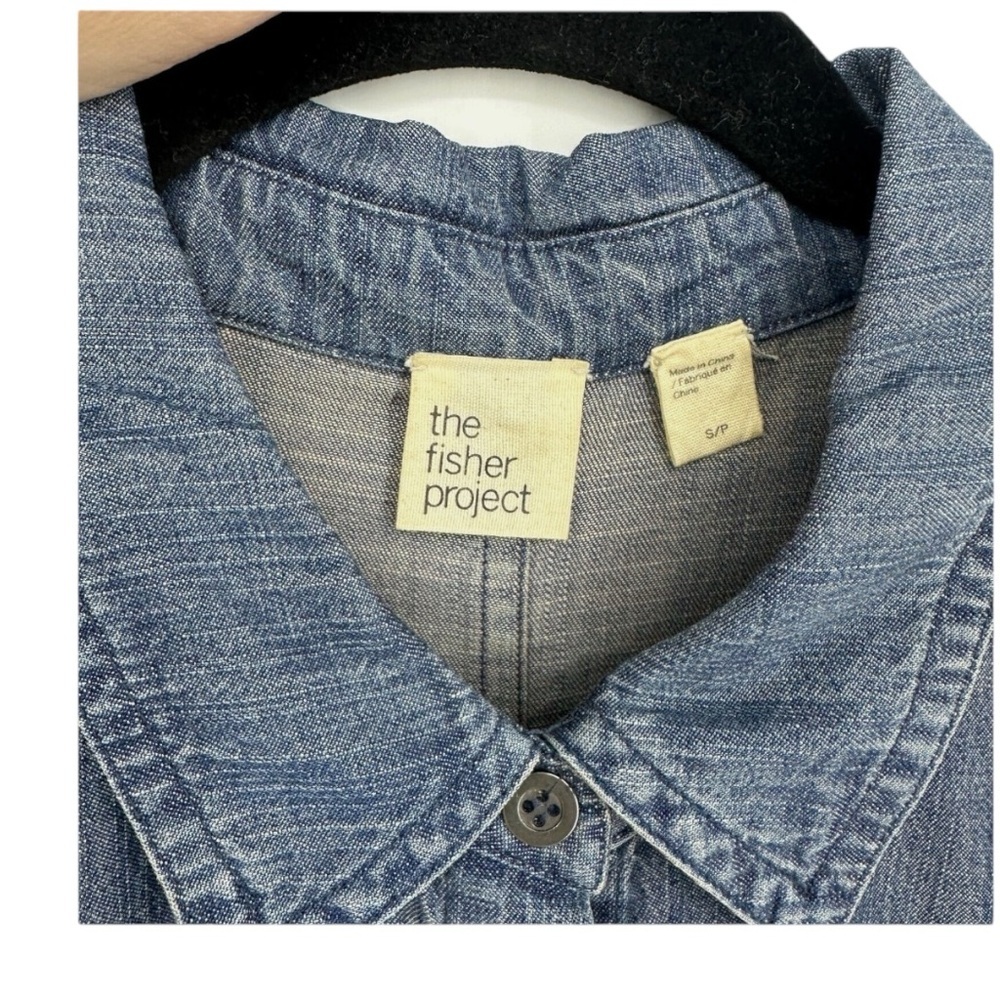 Eileen Fisher The Fisher Project Denim Chambray High Low Shirt Blue Small - Picture 5 of 6